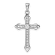 Sterling Silver Cross Pendant with Cubic Zirconia, High Polish Modern Design for Men and Women