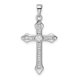 Sterling Silver Cross Pendant with Cubic Zirconia, High Polish Modern Design for Men and Women