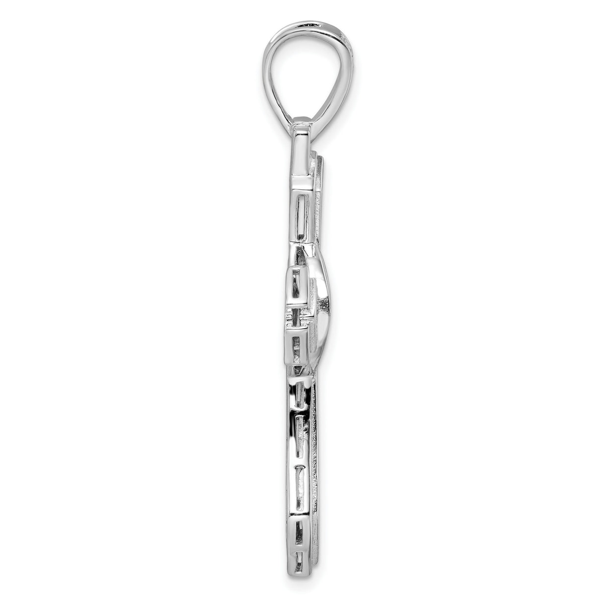 Sterling Silver Cross Pendant with Cubic Zirconia, Beveled Halo Design, Modern Religious Jewelry