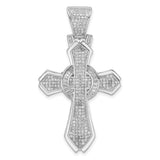 Sterling Silver Cross Pendant with Cubic Zirconia, Beveled Halo Design, Modern Religious Jewelry