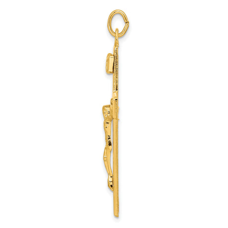 Sterling Silver Crucifix Pendant with Raised Jesus Figure and Gold Plated INRI Detail