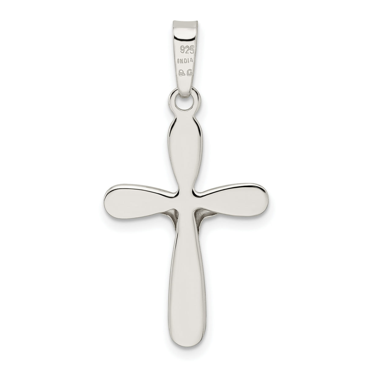 Sterling Silver Crucifix Cross Pendant with Rounded Ends and Raised Christ Figure