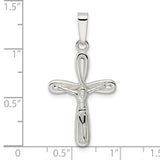 Sterling Silver Crucifix Cross Pendant with Rounded Ends and Raised Christ Figure