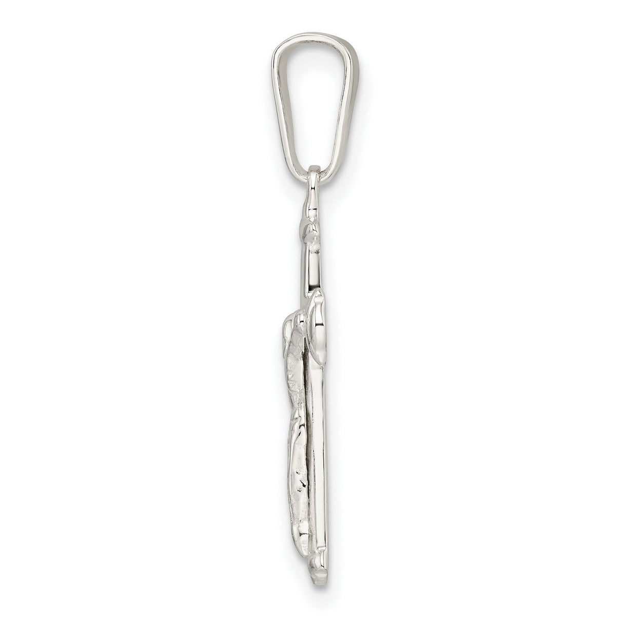 Sterling Silver Crucifix Cross Pendant with Realistic Jesus Figure and Rounded Tips for Men and Women