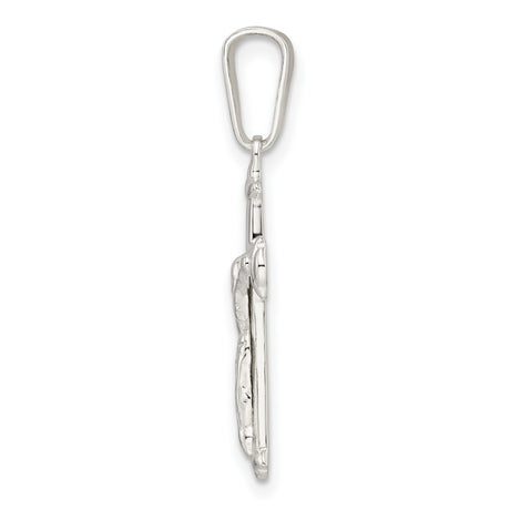 Sterling Silver Crucifix Cross Pendant with Realistic Jesus Figure and Rounded Tips for Men and Women