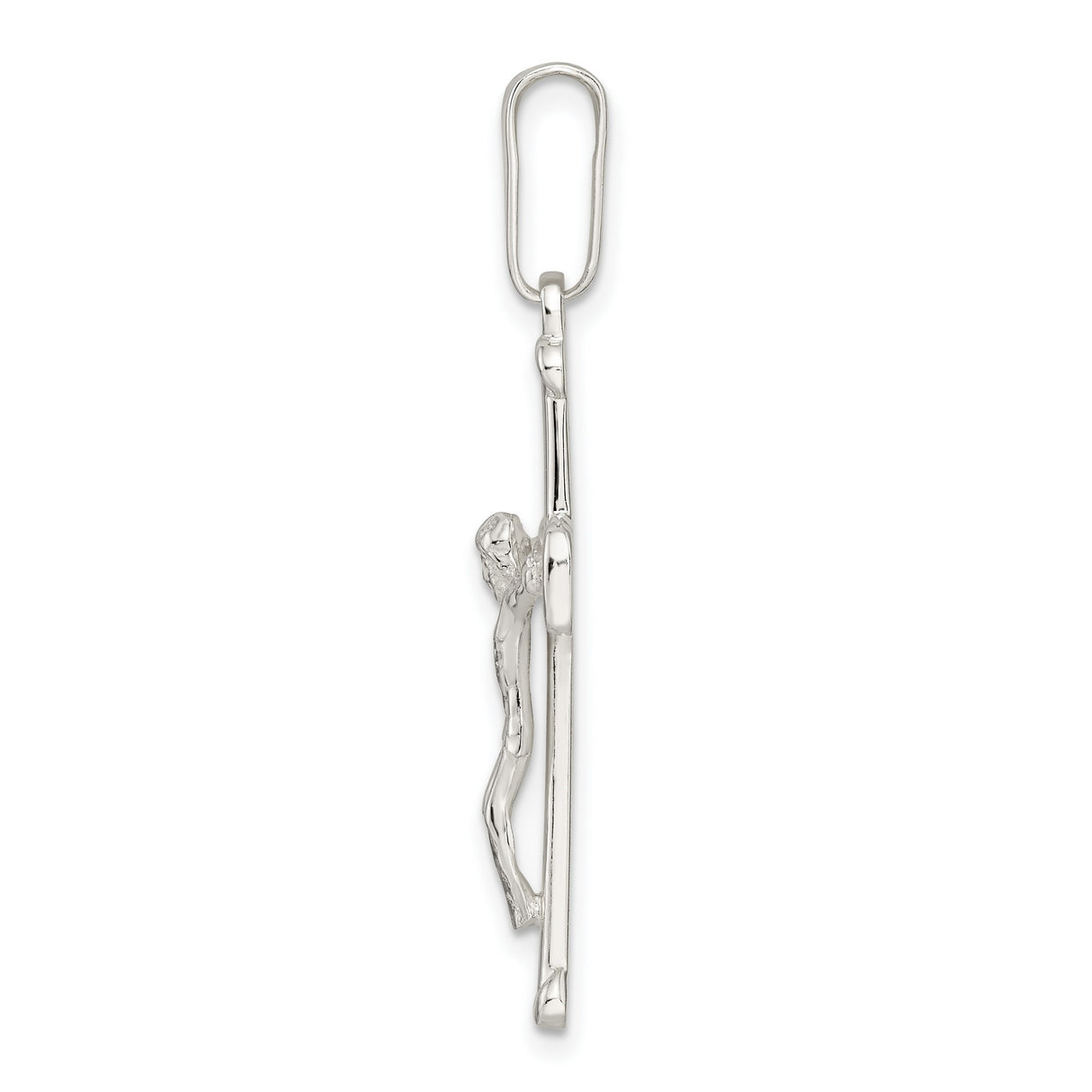 Sterling Silver Crucifix Pendant with Dimensional Cross and Jesus Figure Symbolizing Faith