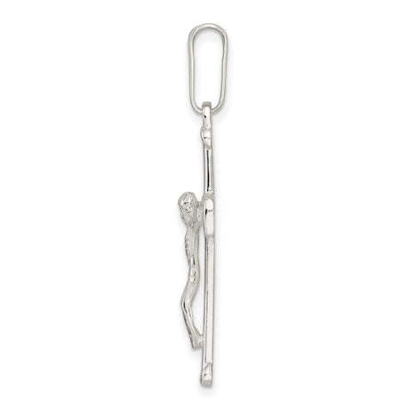 Sterling Silver Crucifix Pendant with Dimensional Cross and Jesus Figure Symbolizing Faith