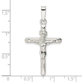 Sterling Silver Crucifix Cross Pendant with Jesus Design, Latin Cross Christian Charm