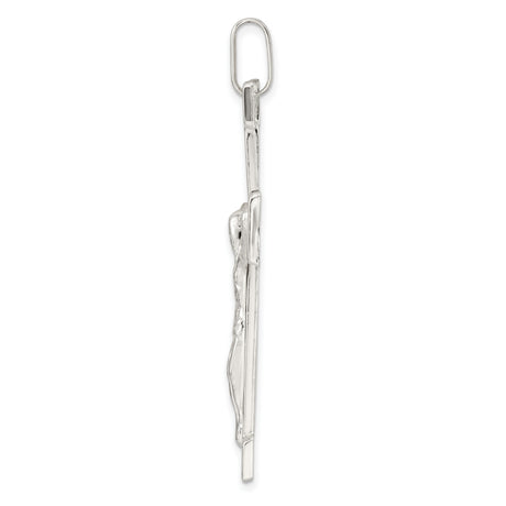 Sterling Silver Crucifix Pendant with Detailed Jesus Figure, Catholic Religious Jewelry