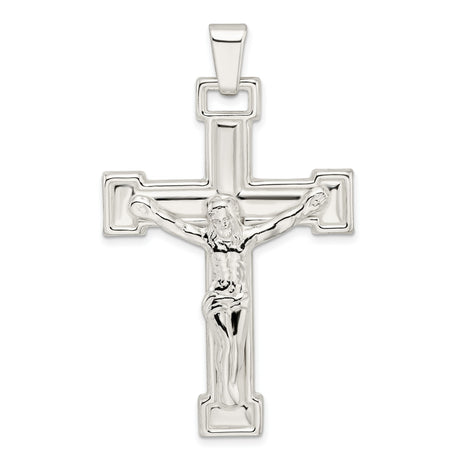 Sterling Silver Crucifix Pendant with Detailed Jesus Figure, Catholic Religious Jewelry
