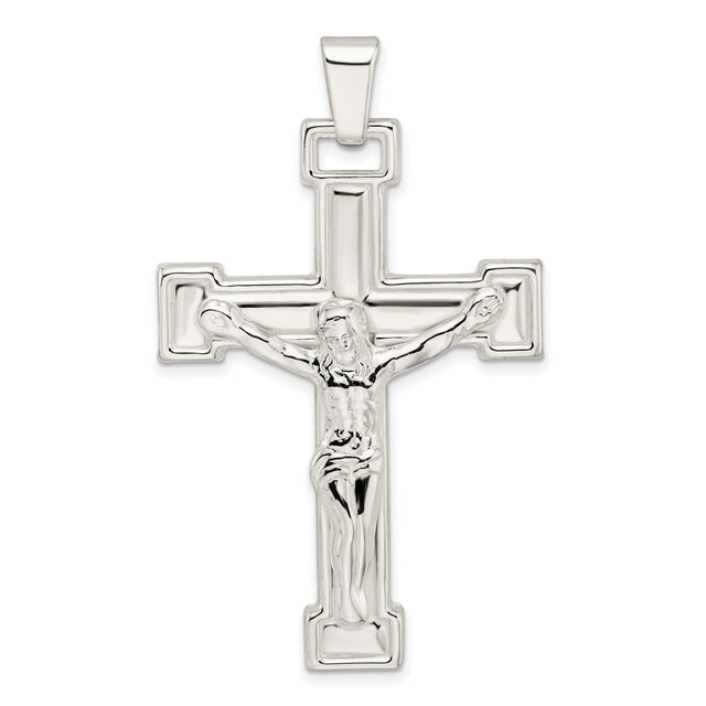 Sterling Silver Crucifix Pendant with Detailed Jesus Figure, Catholic Religious Jewelry