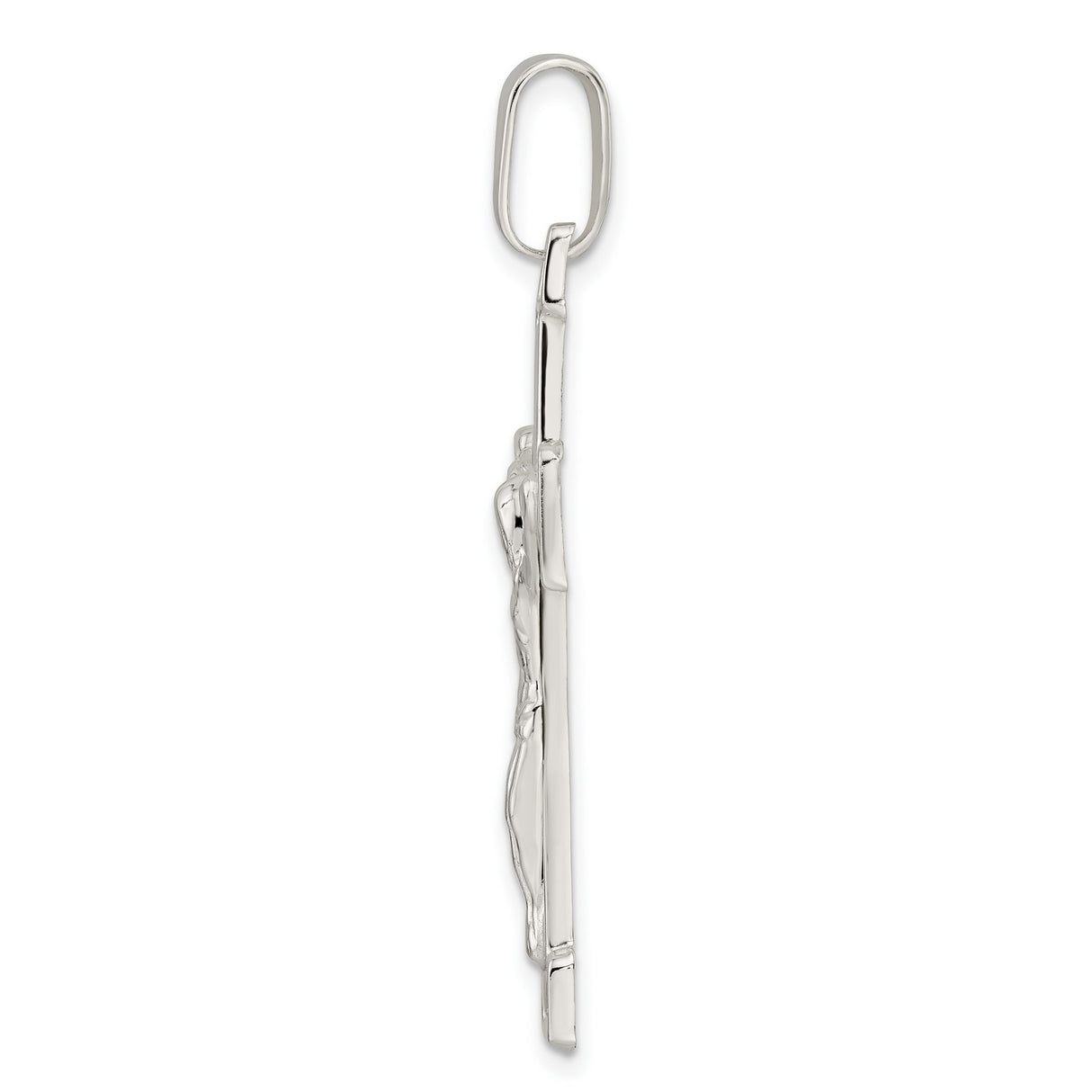 Sterling Silver Crucifix Pendant with Mirror Finish, Religious Cross Design for Men and Women
