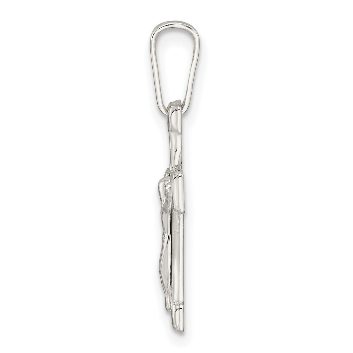 Sterling Silver Crucifix Pendant with Raised Christ Detail, Classic Christian Cross Jewelry