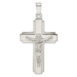 Sterling Silver Crucifix Pendant with High Relief Jesus Figure and Polished Cross Design