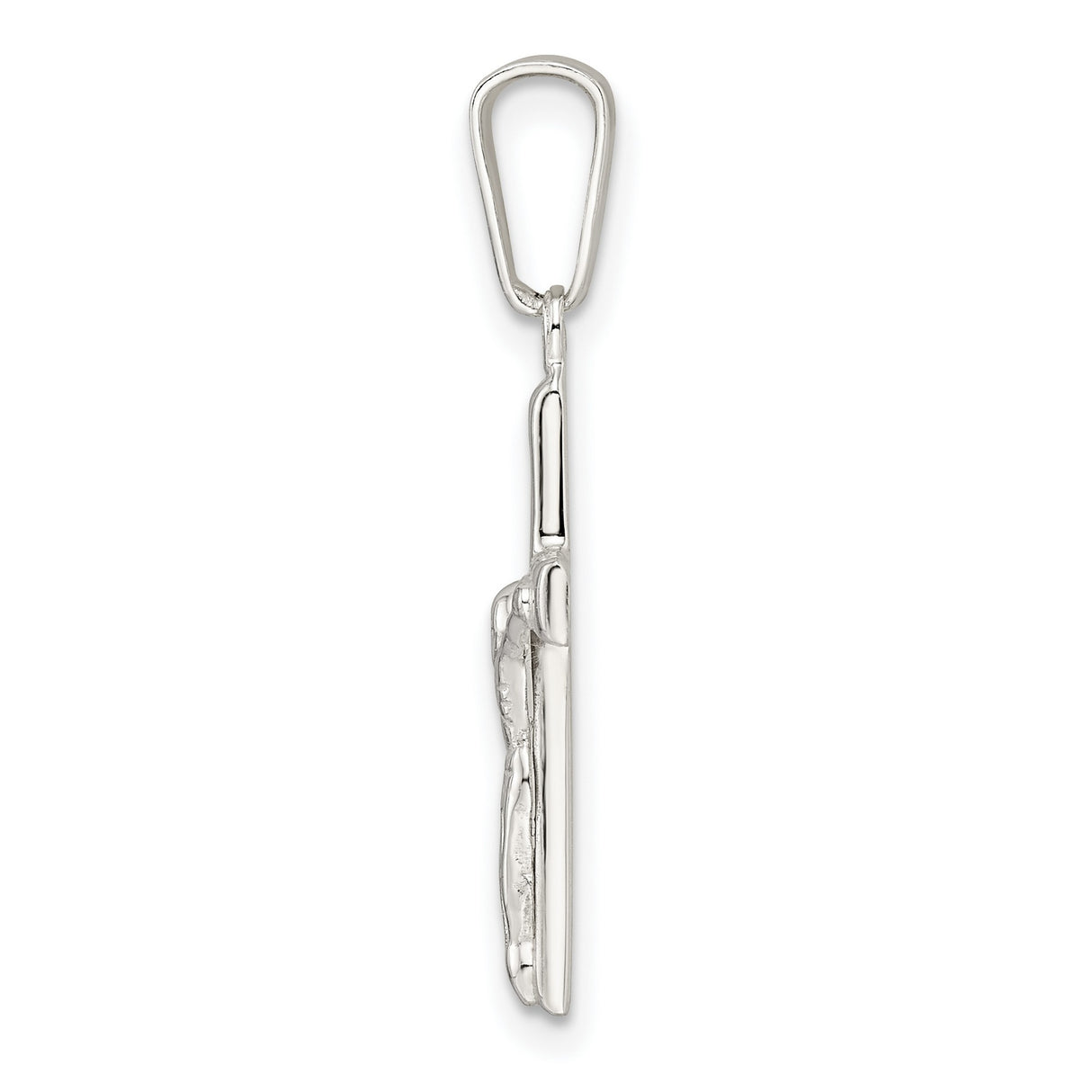 Sterling Silver Crucifix Cross Pendant with Sculpted Christ Figure, Religious Charm for Men and Women