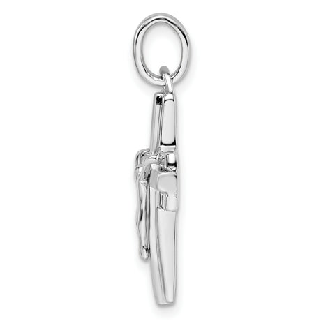 Sterling Silver Crucifix Cross Pendant with Polished and Satin Finish, Jesus Figure Design