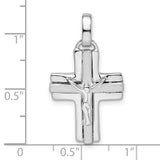 Sterling Silver Crucifix Cross Pendant with Polished and Satin Finish, Jesus Figure Design