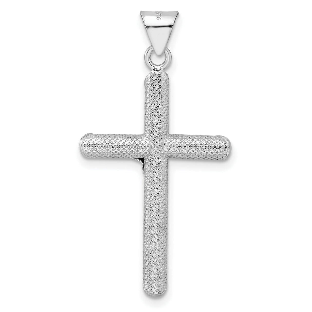 Sterling Silver Crucifix Cross Pendant, Polished and Textured Religious Charm for Men and Women