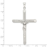 Sterling Silver Crucifix Cross Pendant with Detailed Jesus Design and Textured Finish