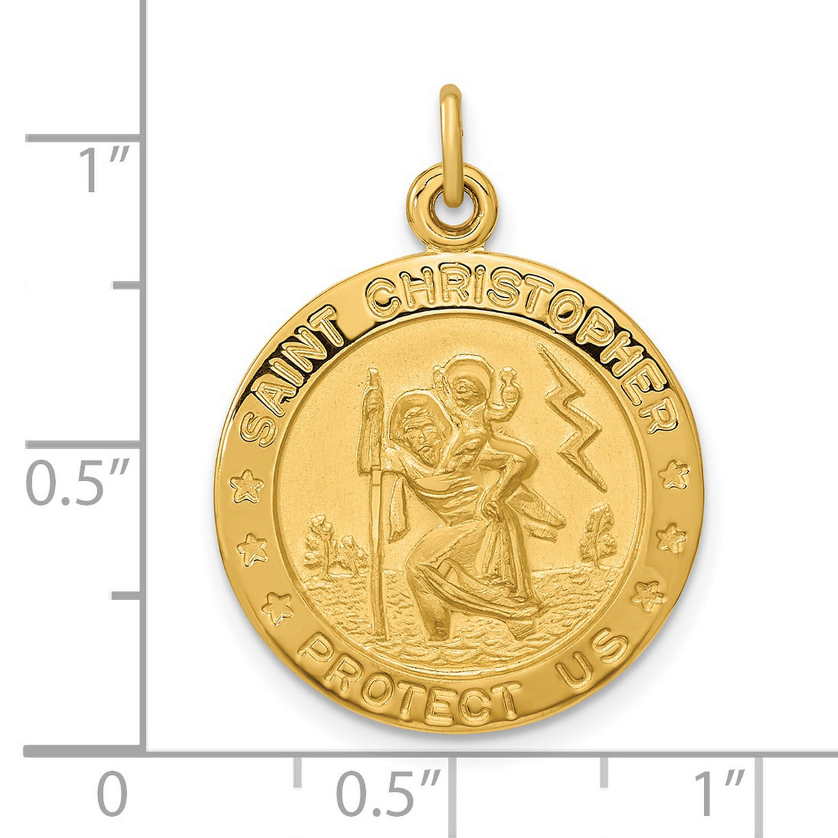 Gold Plated Polished and Satin Saint Christopher Charm Pendant in Real 925 Sterling Silver