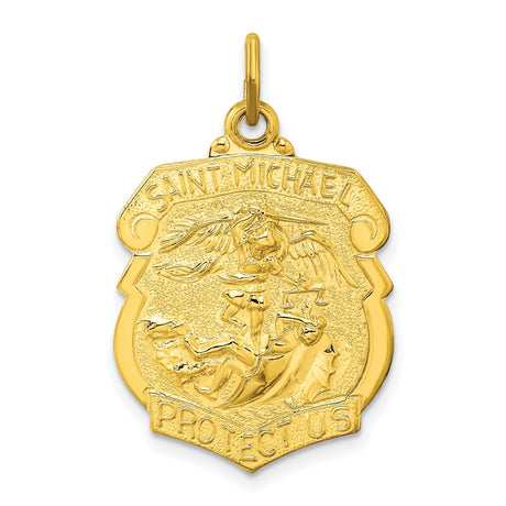 Polished Solid Saint Michael Medal Charm Pendant in Real 925 Sterling SIlver