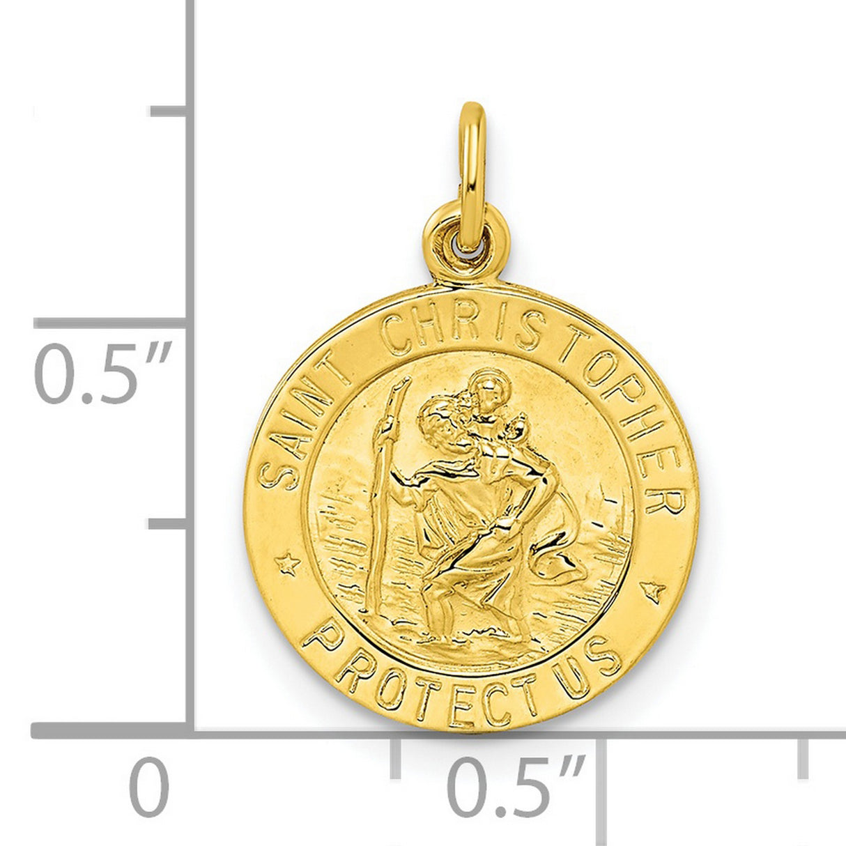 Polished Solid Saint Christopher Medal Charm Pendant in Real 925 Sterling SIlver