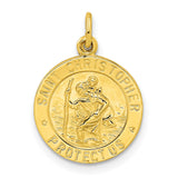 Polished Solid Saint Christopher Medal Charm Pendant in Real 925 Sterling SIlver