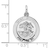 Sterling Silver Saint Michael Pendant, Religious Medal with Guardian Angel Inscription