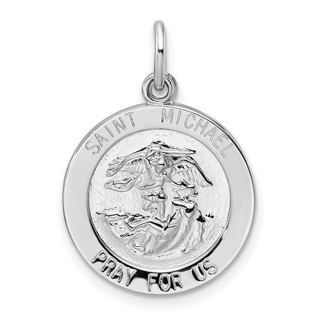 Sterling Silver Saint Michael Pendant, Religious Medal with Guardian Angel Inscription