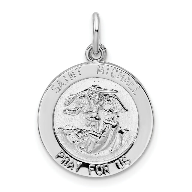 Sterling Silver Saint Michael Pendant, Religious Medal with Guardian Angel Inscription