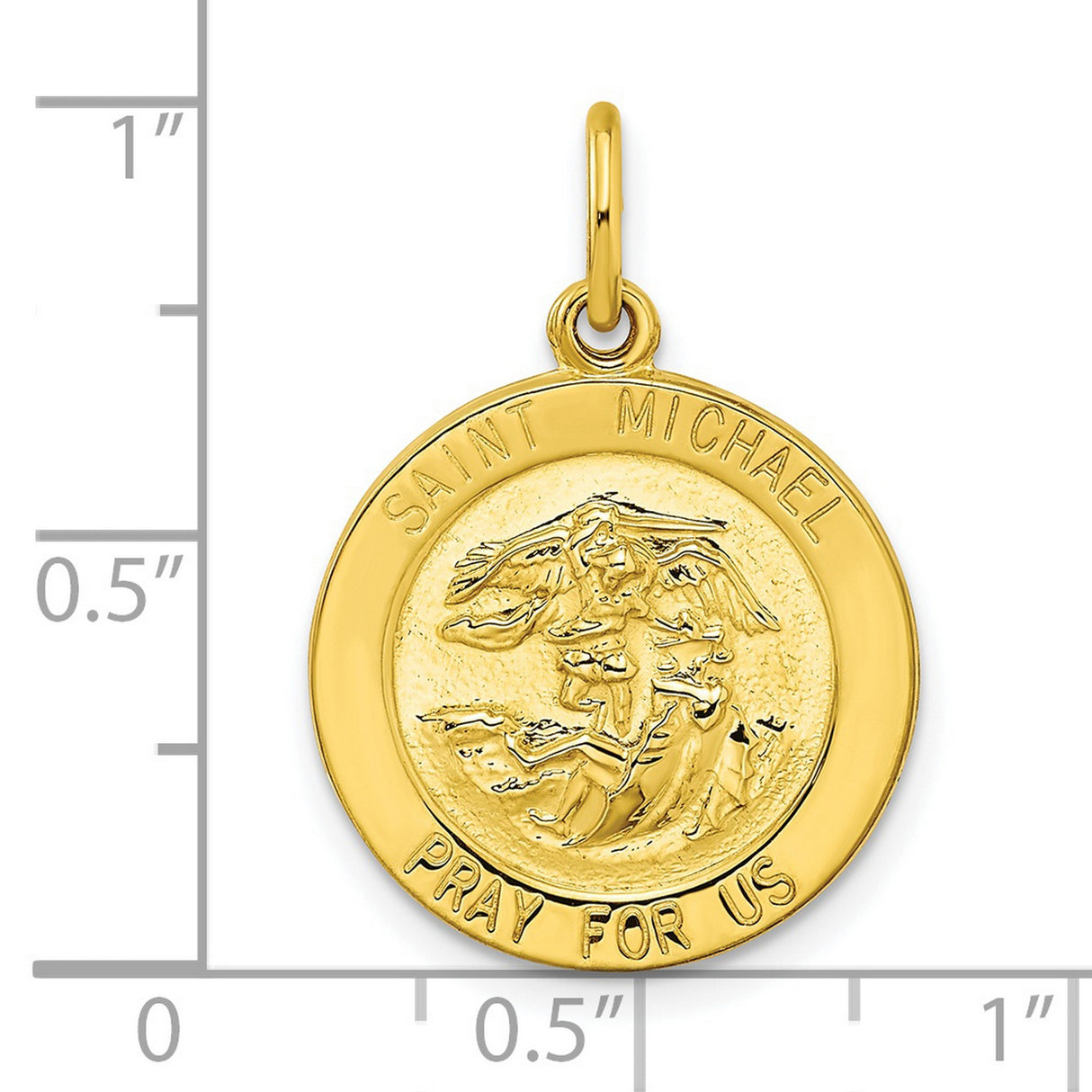 Polished Solid Saint Michael Medal Charm Pendant in Real 925 Sterling SIlver
