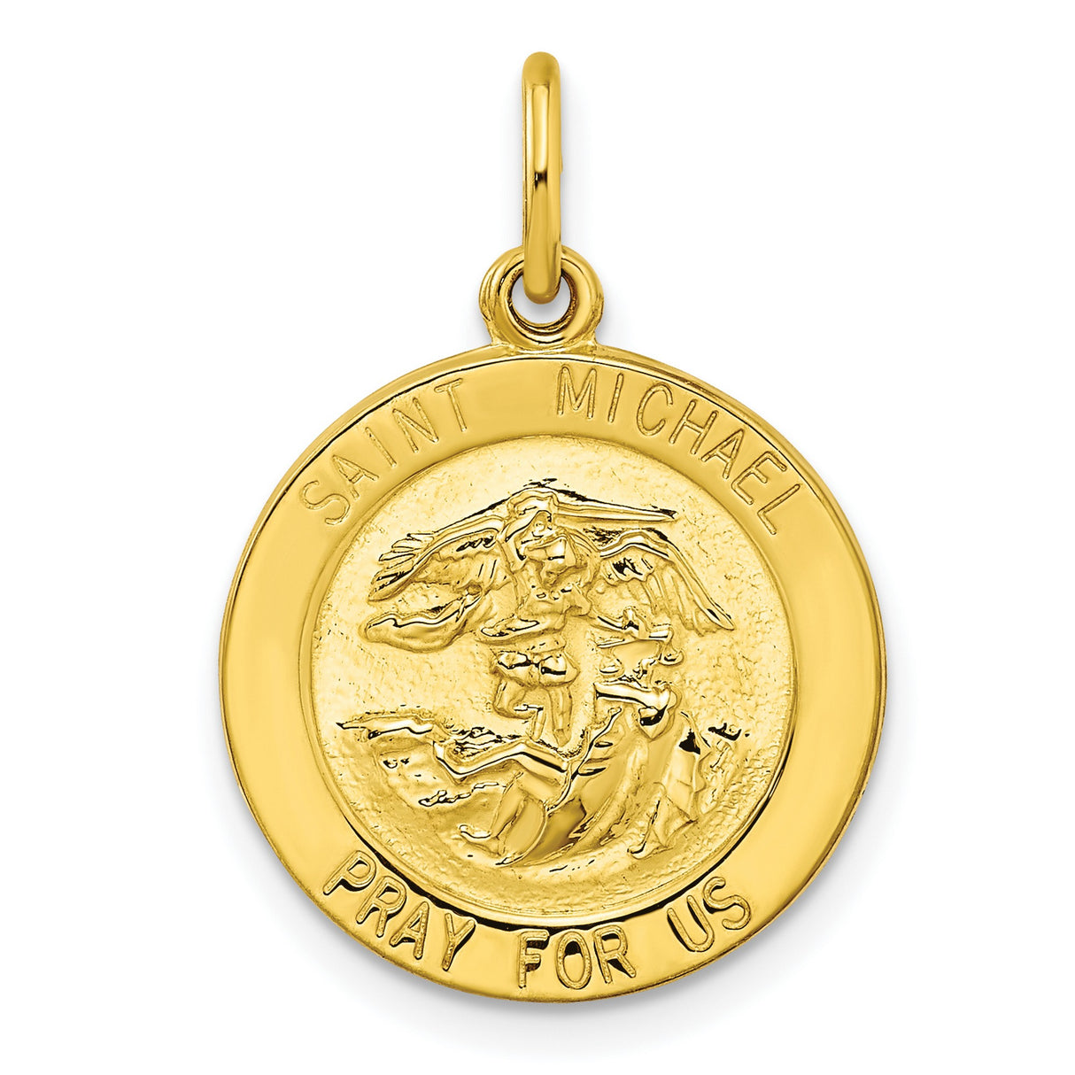 Polished Solid Saint Michael Medal Charm Pendant in Real 925 Sterling SIlver