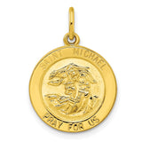 Polished Solid Saint Michael Medal Charm Pendant in Real 925 Sterling SIlver
