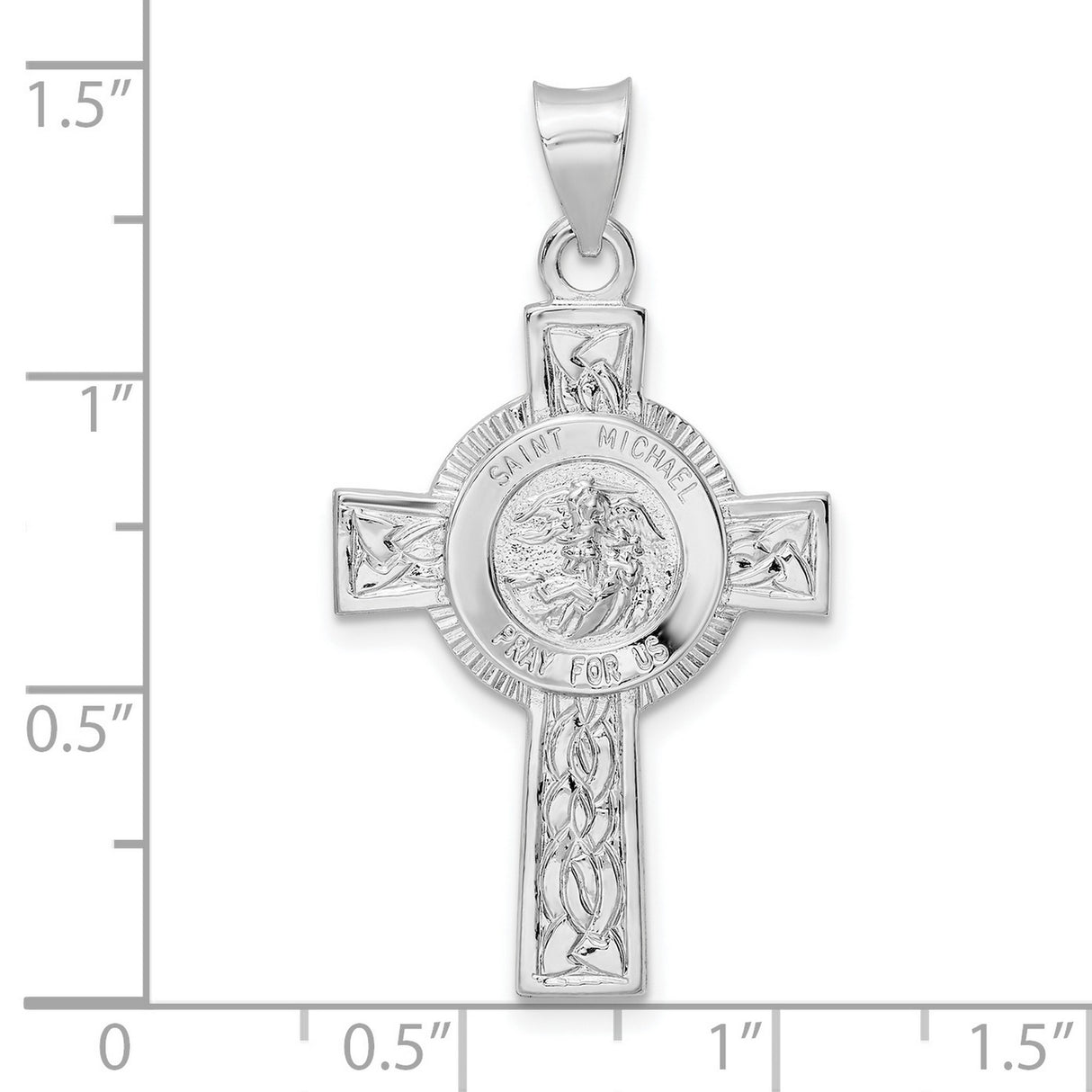 Sterling Silver Cross Pendant with Saint Michael Archangel Design and Braided Detail