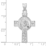Sterling Silver Cross Pendant with Saint Michael Archangel Design and Braided Detail