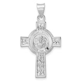 Sterling Silver Cross Pendant with Saint Michael Archangel Design and Braided Detail