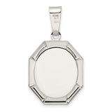 Sterling Silver Angel Pendant with Raised Cherub Design in Octagonal Frame
