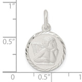 Sterling Silver Angel Pendant with Cherub Relief, Guardian Charm, Spiritual Christian Jewelry