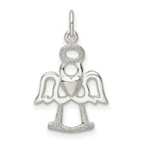 Sterling Silver Angel Pendant with Heart Design, Christian Symbol of Faith and Protection
