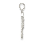 Polished Dove with Hands Charm Pendant in Real 925 Sterling Silver