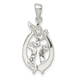 Polished Dove with Hands Charm Pendant in Real 925 Sterling Silver