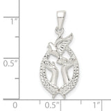 Polished Dove with Hands Charm Pendant in Real 925 Sterling Silver