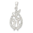 Polished Dove with Hands Charm Pendant in Real 925 Sterling Silver