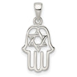 Sterling Silver Hamsa Hand Pendant with Openwork Star of David Design