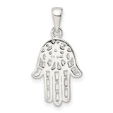 Sterling Silver Hamsa Hand Pendant with Evil Eye Symbol, Spiritual Protective Amulet