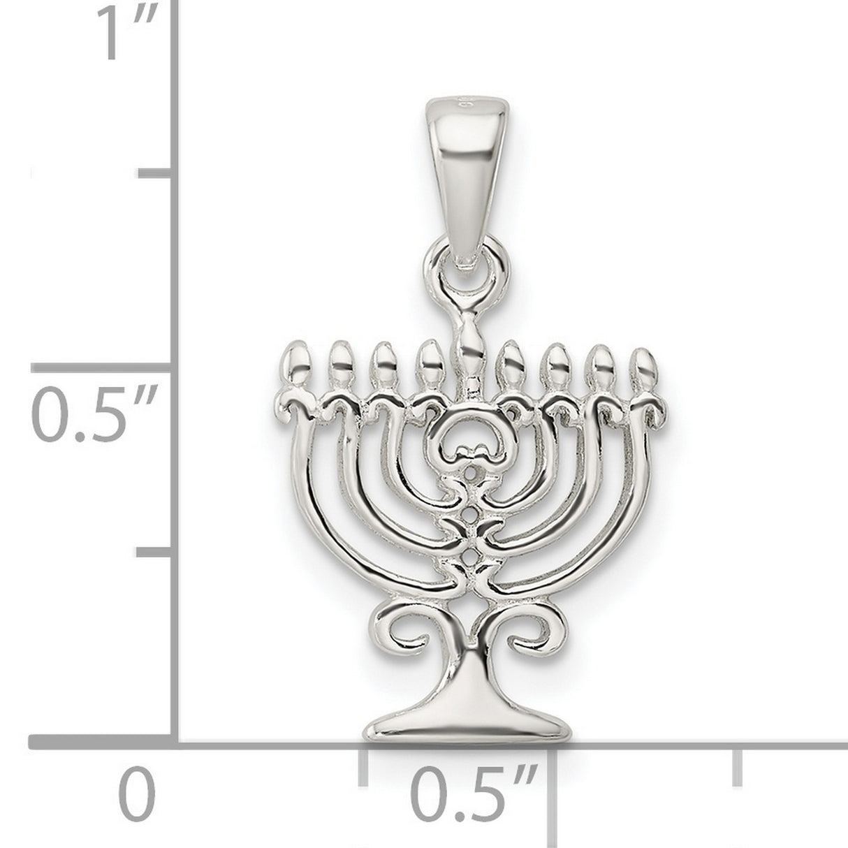 Sterling Silver Menorah Pendant, Traditional Jewish Symbol, Spiritual Faith Charm