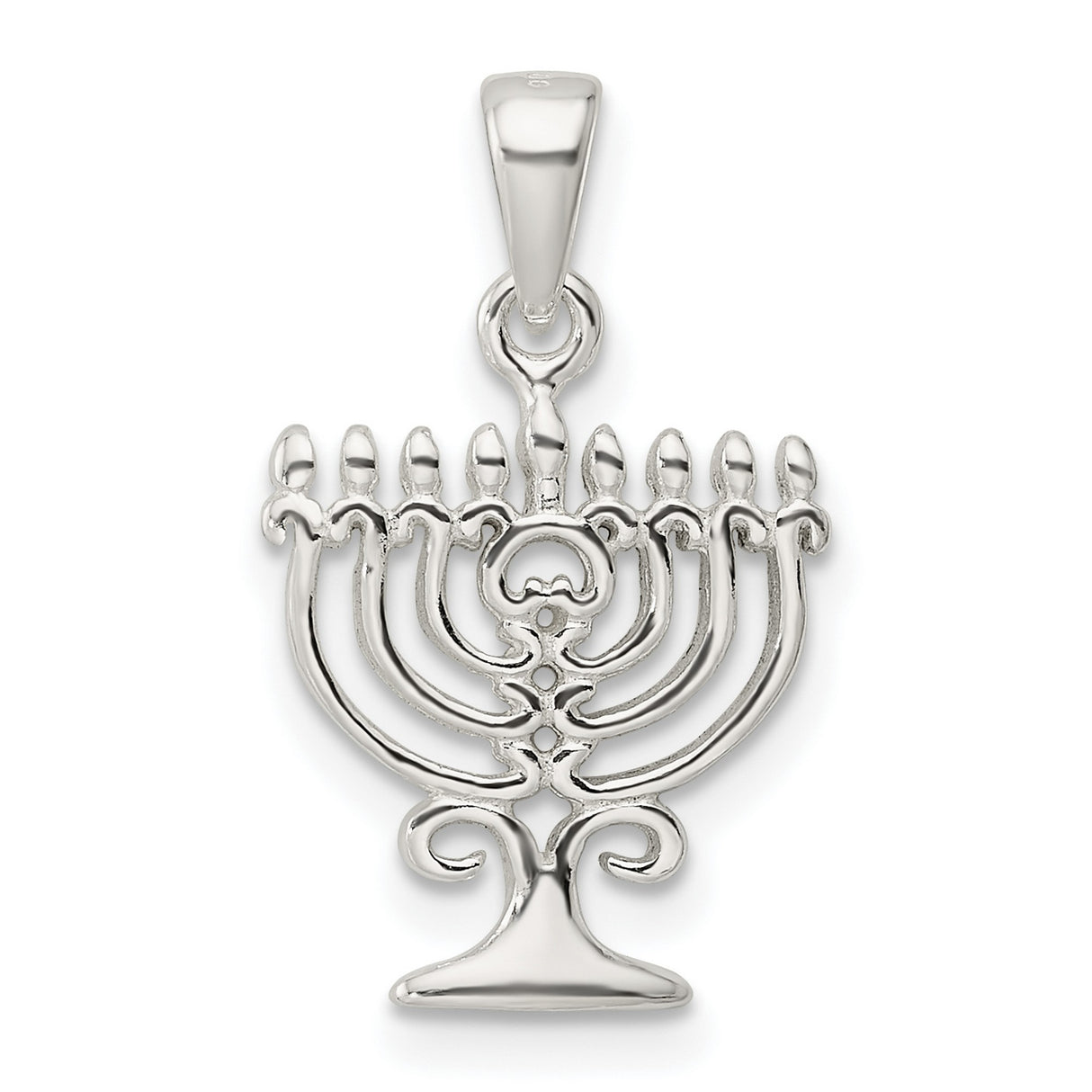 Sterling Silver Menorah Pendant, Traditional Jewish Symbol, Spiritual Faith Charm