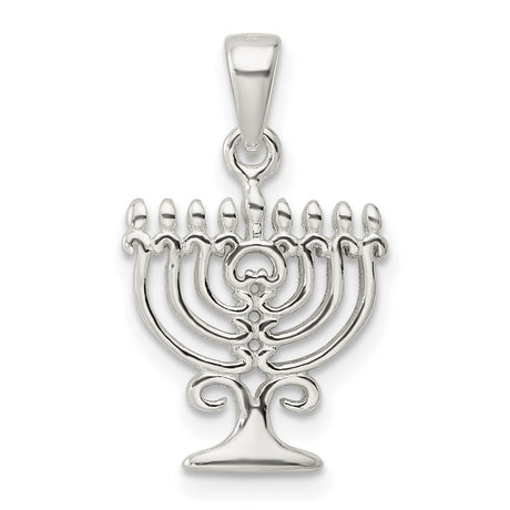 Sterling Silver Menorah Pendant, Traditional Jewish Symbol, Spiritual Faith Charm