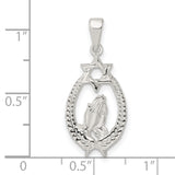 Sterling Silver Star of David Pendant with Praying Hands and Wheat Wreath, Unisex Judaica Jewelry