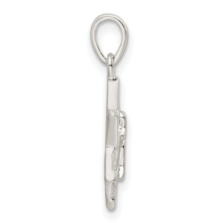 Polished and Diamond-Cut Star of David with Chai Charm Pendant in Real 925 Sterling Silver